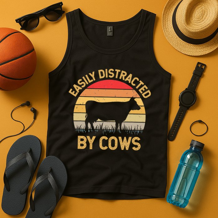 Easily Distracted By Cows Tank Top