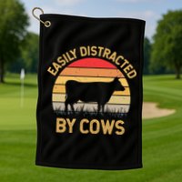 Easily Distracted By Cows Golf Towel