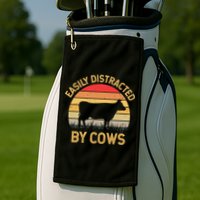 Easily Distracted By Cows Golf Towel