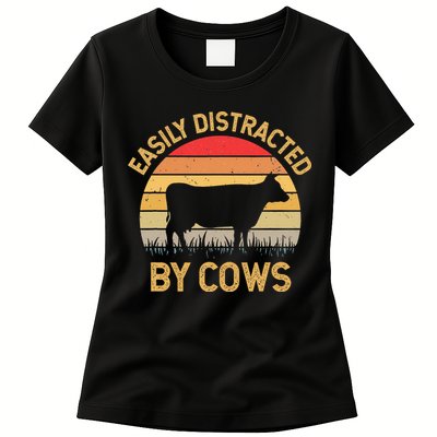 Easily Distracted By Cows Womens T-Shirt