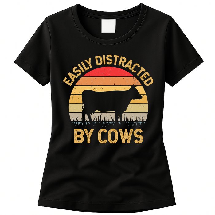 Easily Distracted By Cows Womens T-Shirt