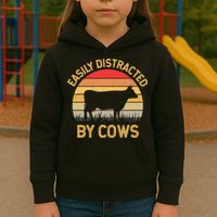 Easily Distracted By Cows Kids Hoodie