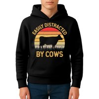 Easily Distracted By Cows Kids Hoodie