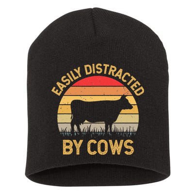 Easily Distracted By Cows Short Acrylic Beanie