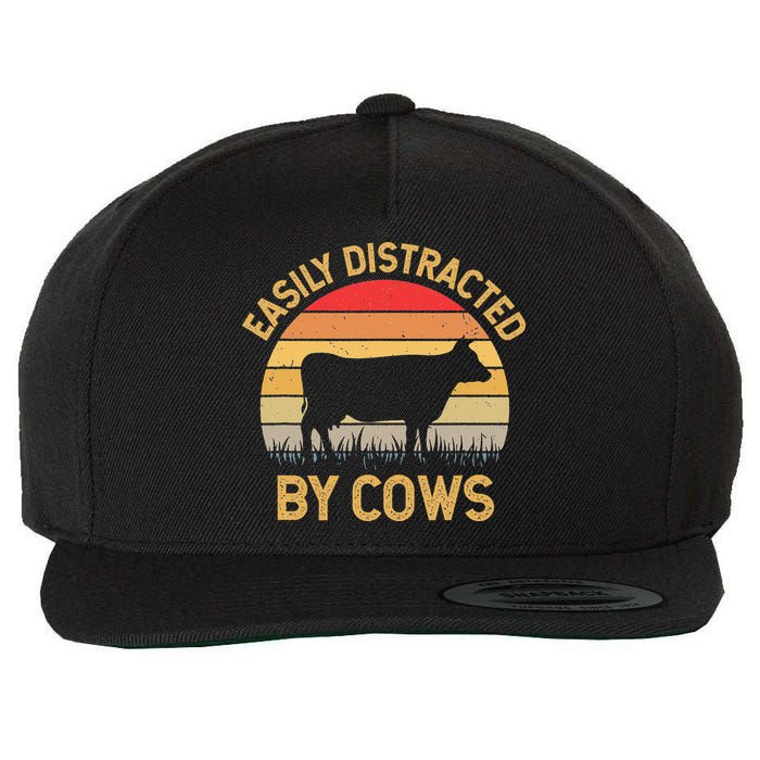 Easily Distracted By Cows Wool Snapback Cap