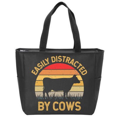 Easily Distracted By Cows Zip Tote Bag