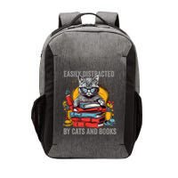 Easily Distracted By Cats And Books Book Lovers Vector Backpack