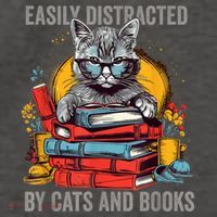Easily Distracted By Cats And Books Book Lovers Vector Backpack