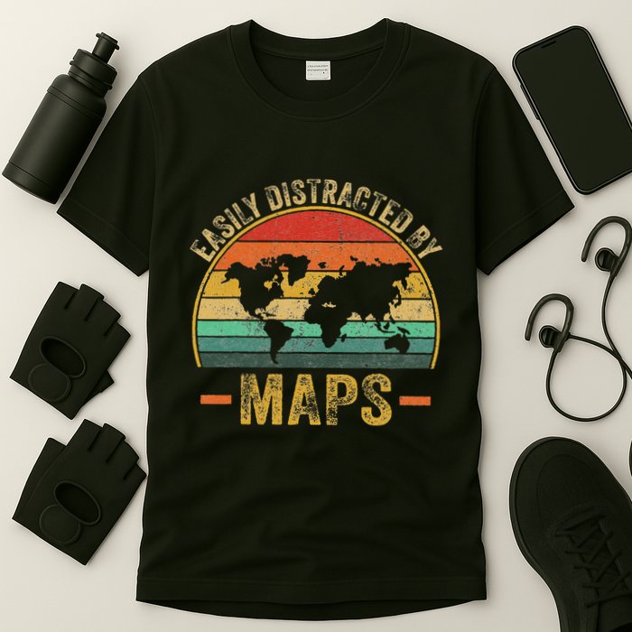 Easily Distracted By Maps Lover T-Shirt