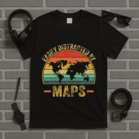 Easily Distracted By Maps Lover T-Shirt