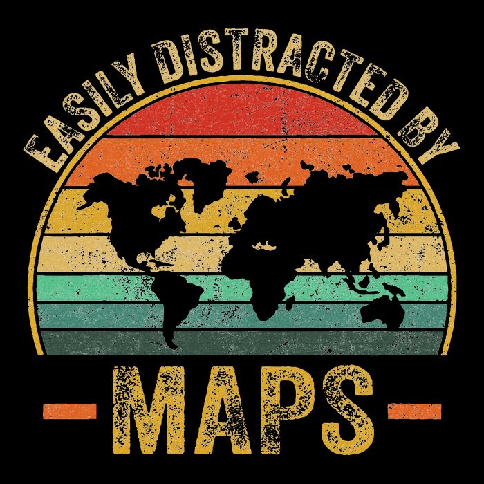 Easily Distracted By Maps Lover T-Shirt