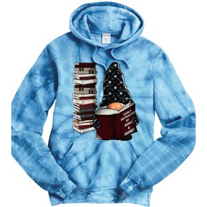 Easily Distracted By Books & Gnomes Garden Gnome Book Lover Tie Dye Hoodie