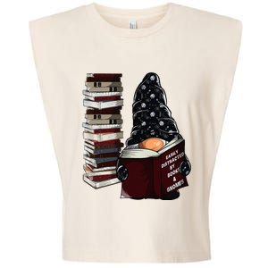 Easily Distracted By Books & Gnomes Garden Gnome Book Lover Garment-Dyed Women's Muscle Tee