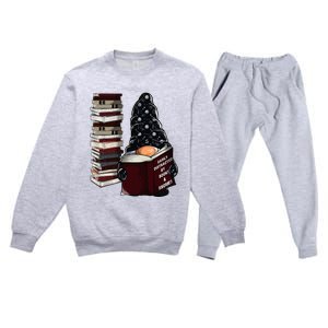 Easily Distracted By Books & Gnomes Garden Gnome Book Lover Premium Crewneck Sweatsuit Set