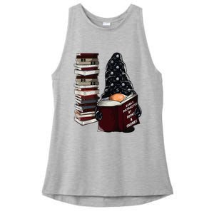 Easily Distracted By Books & Gnomes Garden Gnome Book Lover Ladies PosiCharge Tri-Blend Wicking Tank