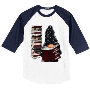 Easily Distracted By Books & Gnomes Garden Gnome Book Lover Baseball Sleeve Shirt