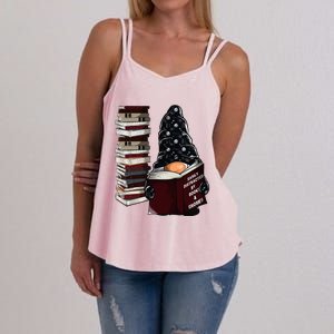 Easily Distracted By Books & Gnomes Garden Gnome Book Lover Women's Strappy Tank