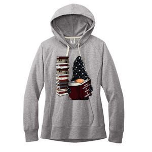 Easily Distracted By Books & Gnomes Garden Gnome Book Lover Women's Fleece Hoodie