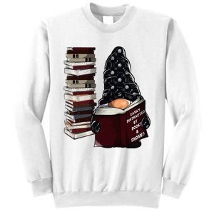 Easily Distracted By Books & Gnomes Garden Gnome Book Lover Sweatshirt