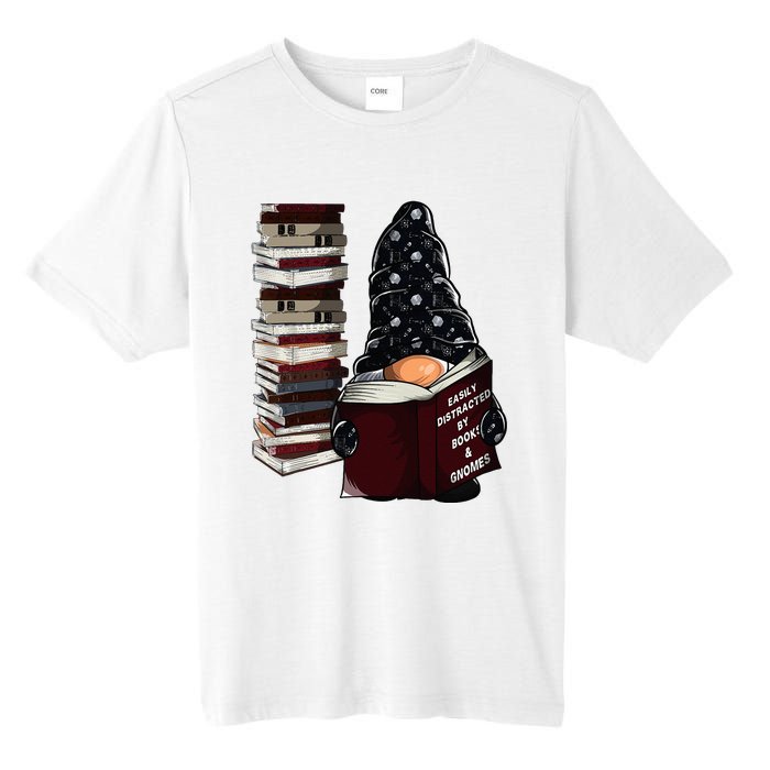 Easily Distracted By Books & Gnomes Garden Gnome Book Lover Tall Fusion ChromaSoft Performance T-Shirt