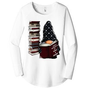 Easily Distracted By Books & Gnomes Garden Gnome Book Lover Women's Perfect Tri Tunic Long Sleeve Shirt