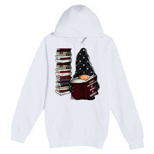 Easily Distracted By Books & Gnomes Garden Gnome Book Lover Premium Pullover Hoodie