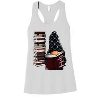 Easily Distracted By Books & Gnomes Garden Gnome Book Lover Women's Racerback Tank