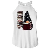 Easily Distracted By Books & Gnomes Garden Gnome Book Lover Women's Perfect Tri Rocker Tank