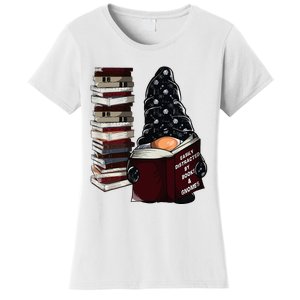 Easily Distracted By Books & Gnomes Garden Gnome Book Lover Women's T-Shirt