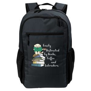 Easily Distracted By Books Coffee Labs Labrador Dog Lover Funny Gift Daily Commute Backpack