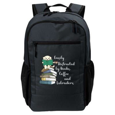 Easily Distracted By Books Coffee Labs Labrador Dog Lover Funny Gift Daily Commute Backpack