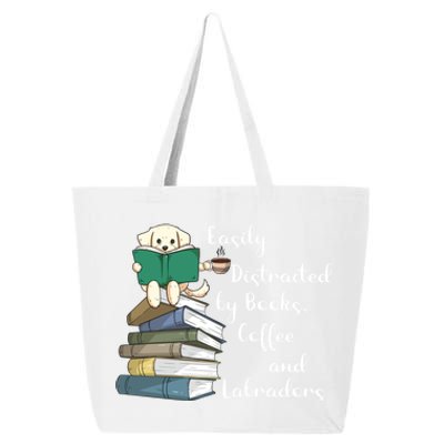 Easily Distracted By Books Coffee Labs Labrador Dog Lover Funny Gift 25L Jumbo Tote