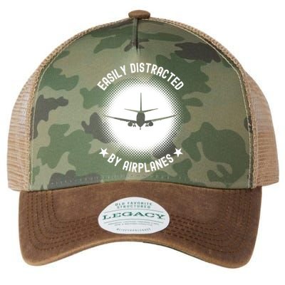 Easily Distracted By Airplanes Funny Flying Plane Gift Legacy Tie Dye Trucker Hat