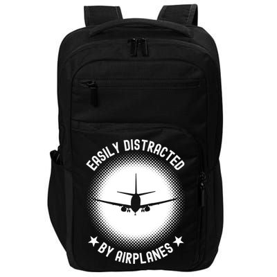 Easily Distracted By Airplanes Funny Flying Plane Gift Impact Tech Backpack