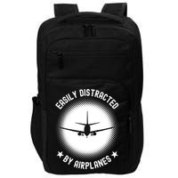 Easily Distracted By Airplanes Funny Flying Plane Gift Impact Tech Backpack