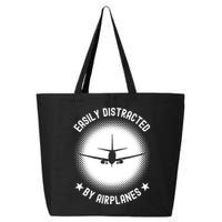 Easily Distracted By Airplanes Funny Flying Plane Gift 25L Jumbo Tote