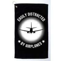 Easily Distracted By Airplanes Funny Flying Plane Gift Golf Towel