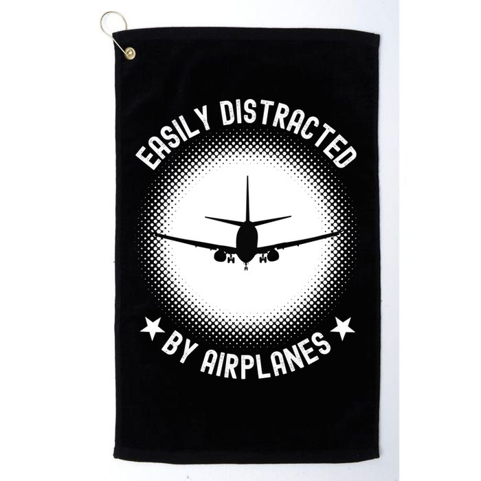Easily Distracted By Airplanes Funny Flying Plane Gift Golf Towel