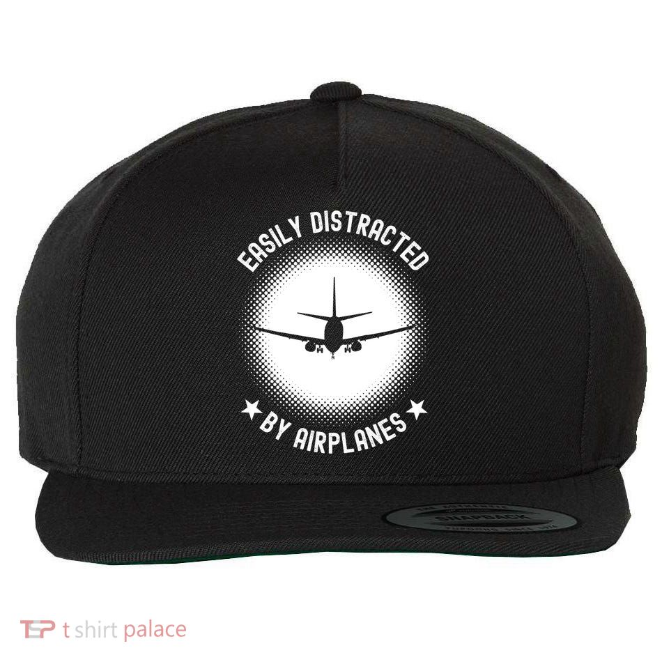 Easily Distracted By Airplanes Funny Flying Plane Gift Wool Snapback Cap