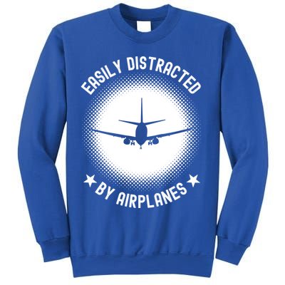 Easily Distracted By Airplanes Funny Flying Plane Gift Sweatshirt