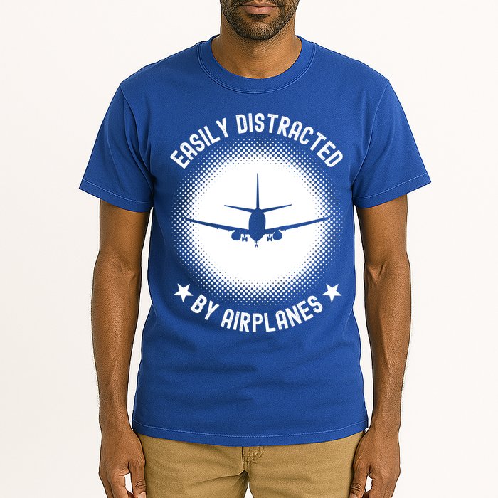 Easily Distracted By Airplanes Funny Flying Plane Gift Tall T-Shirt