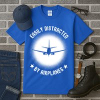 Easily Distracted By Airplanes Funny Flying Plane Gift Tall T-Shirt