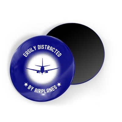Easily Distracted By Airplanes Funny Flying Plane Gift Magnet