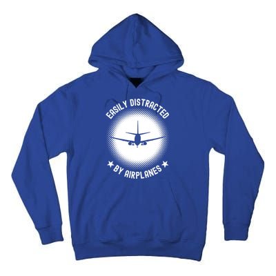 Easily Distracted By Airplanes Funny Flying Plane Gift Tall Hoodie