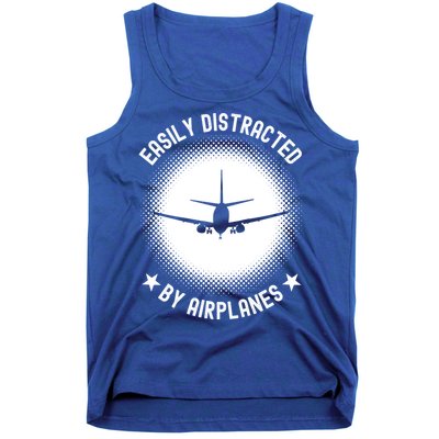 Easily Distracted By Airplanes Funny Flying Plane Gift Tank Top