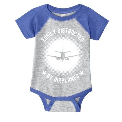 Easily Distracted By Airplanes Funny Flying Plane Gift Infant Baby Jersey Bodysuit