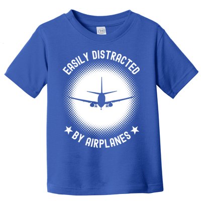 Easily Distracted By Airplanes Funny Flying Plane Gift Toddler T-Shirt