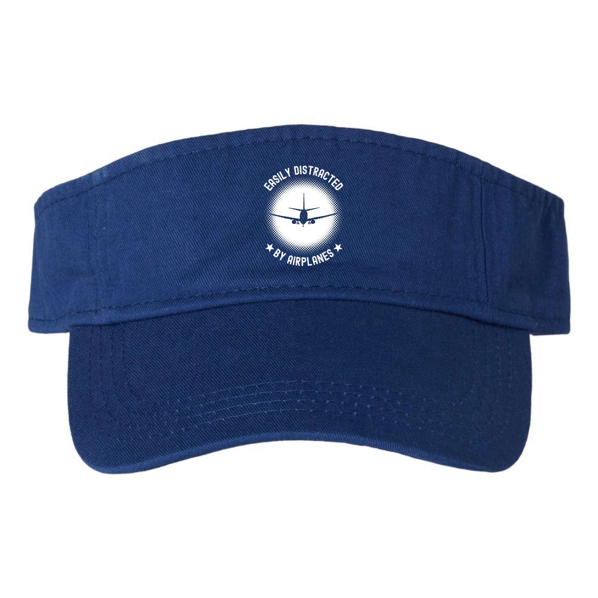 Easily Distracted By Airplanes Funny Flying Plane Gift Visor