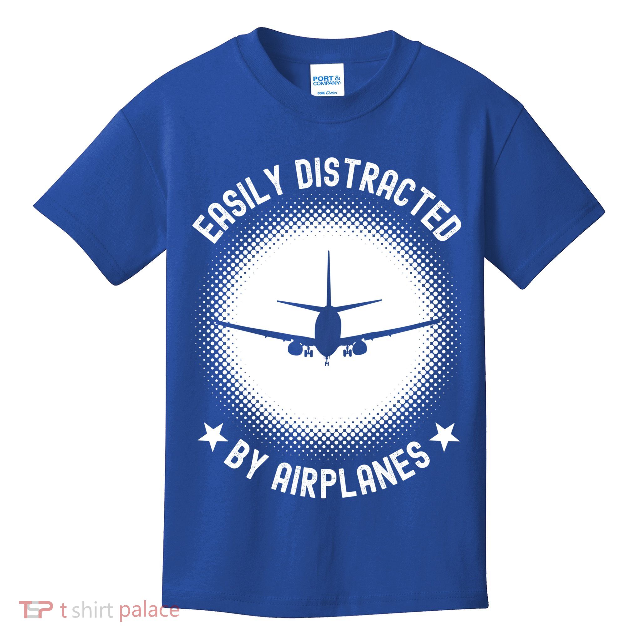 Easily Distracted By Airplanes Funny Flying Plane Gift Kids T-Shirt