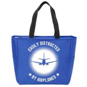 Easily Distracted By Airplanes Funny Flying Plane Gift Zip Tote Bag